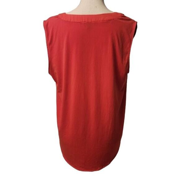 Ann Taylor Sleeveless V Neck Flowy Top, Hot Salmon Pink Color, Size Medium - Picture 2 of 5